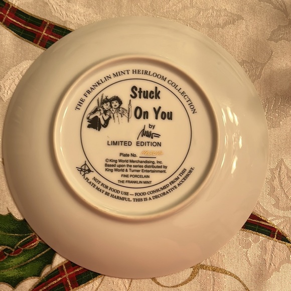 Franklin mint stuck on you limited edition plate with plate stand - Picture 2 of 3